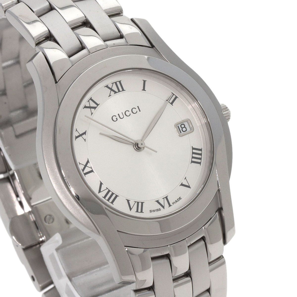 GUCCI Watches Quartz 5500M Stainless Steel , Stainless Steel Silver Round face Silver dial mens  d