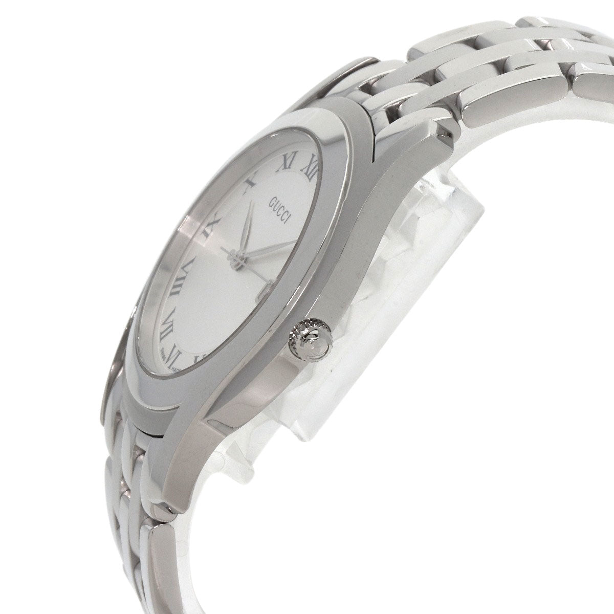 GUCCI Watches Quartz 5500M Stainless Steel , Stainless Steel Silver Round face Silver dial mens  d
