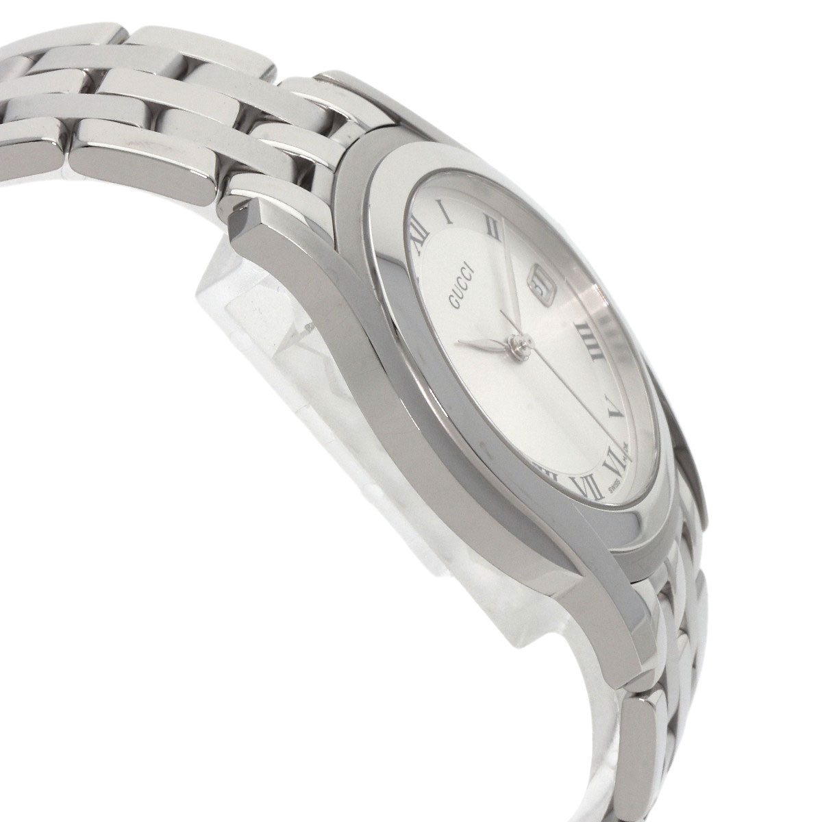 GUCCI Watches Quartz 5500M Stainless Steel , Stainless Steel Silver Round face Silver dial mens  d