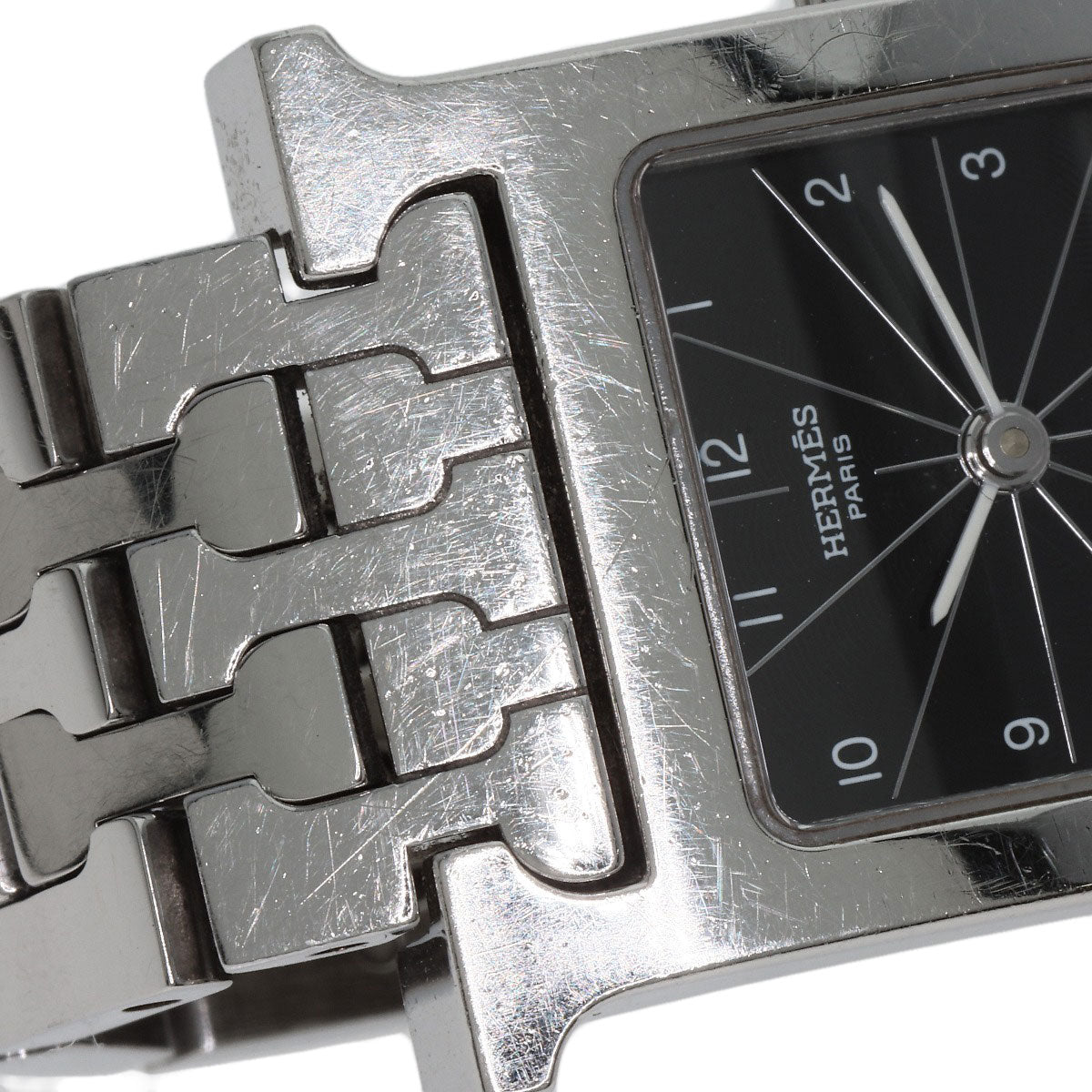 HERMES Watches Quartz HH1.210 Stainless Steel , Stainless Steel Silver H watch black dial Women  d