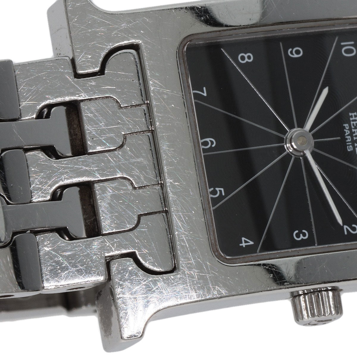 HERMES Watches Quartz HH1.210 Stainless Steel , Stainless Steel Silver H watch black dial Women  d