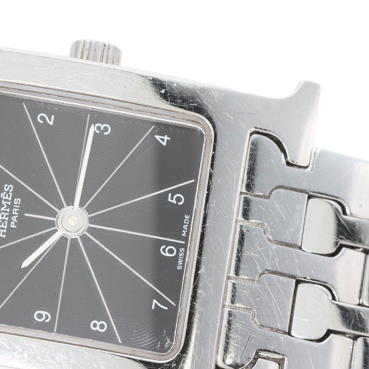 HERMES Watches Quartz HH1.210 Stainless Steel , Stainless Steel Silver H watch black dial Women  d