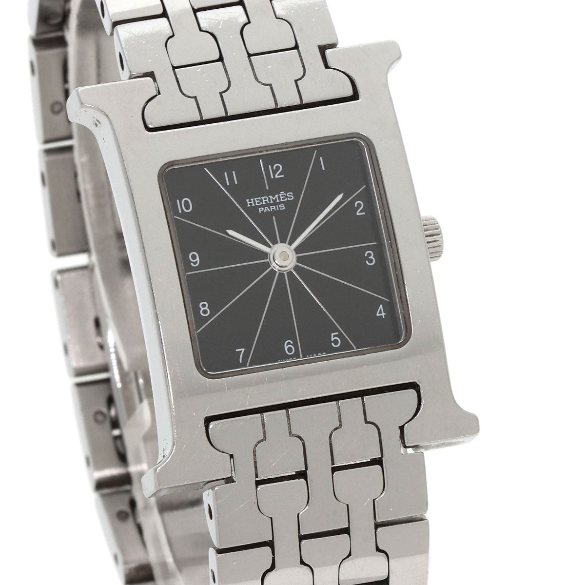 HERMES Watches Quartz HH1.210 Stainless Steel , Stainless Steel Silver H watch black dial Women  d