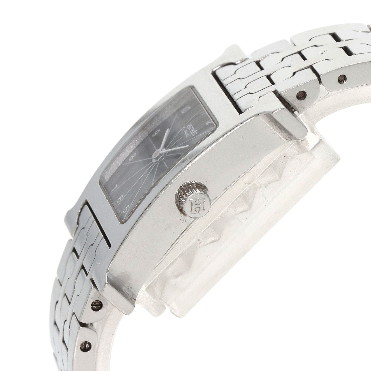 HERMES Watches Quartz HH1.210 Stainless Steel , Stainless Steel Silver H watch black dial Women  d