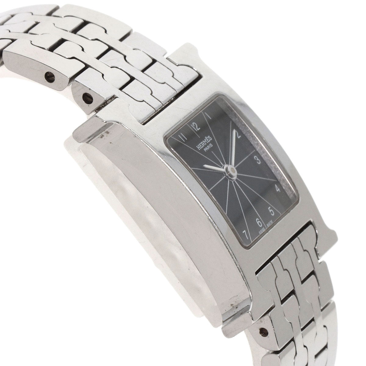 HERMES Watches Quartz HH1.210 Stainless Steel , Stainless Steel Silver H watch black dial Women  d