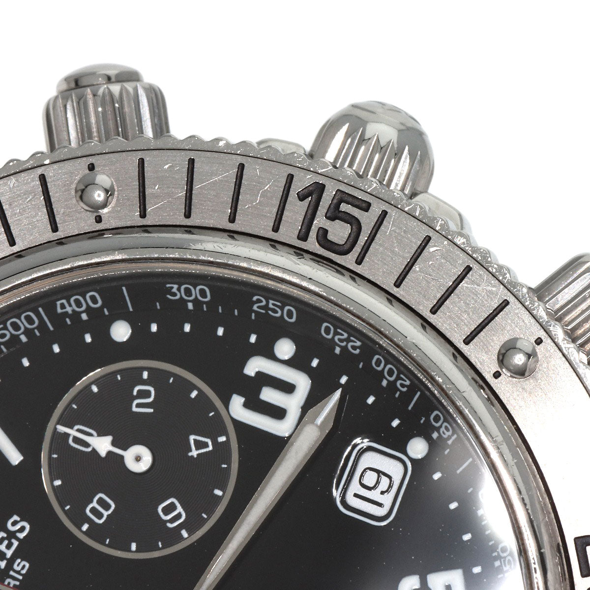 HERMES Watches Quartz CL2.910 Stainless Steel , Stainless Steel Silver Clipper Diver Chronograph black dial mens  d