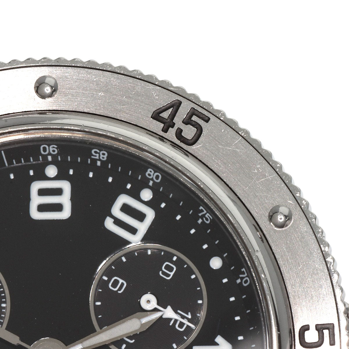 HERMES Watches Quartz CL2.910 Stainless Steel , Stainless Steel Silver Clipper Diver Chronograph black dial mens  d