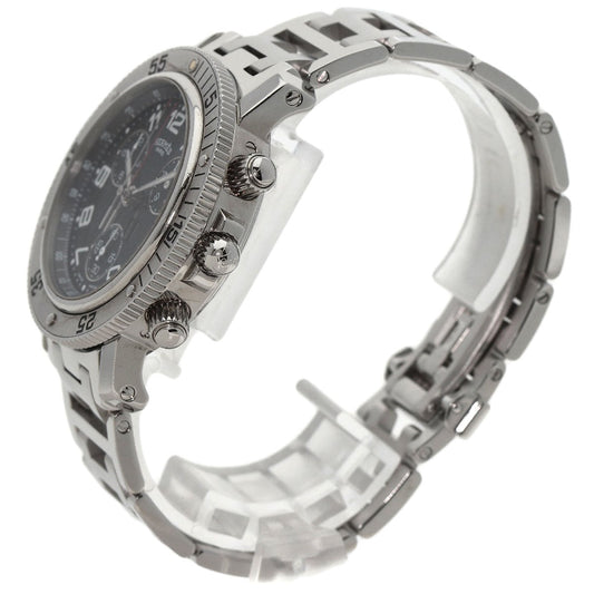 HERMES Watches Quartz CL2.910 Stainless Steel , Stainless Steel Silver Clipper Diver Chronograph black dial mens  d