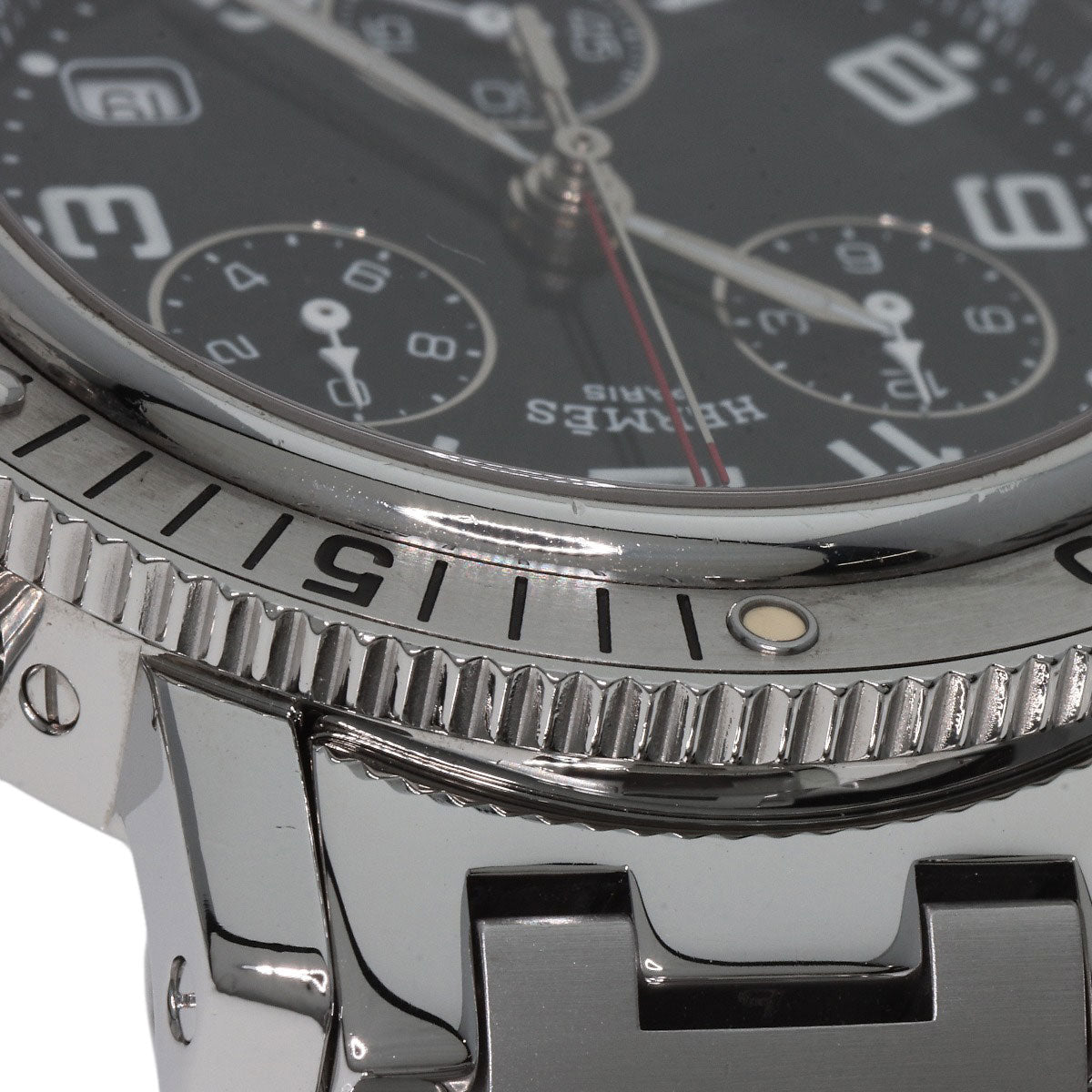 HERMES Watches Quartz CL2.910 Stainless Steel , Stainless Steel Silver Clipper Diver Chronograph black dial mens  d