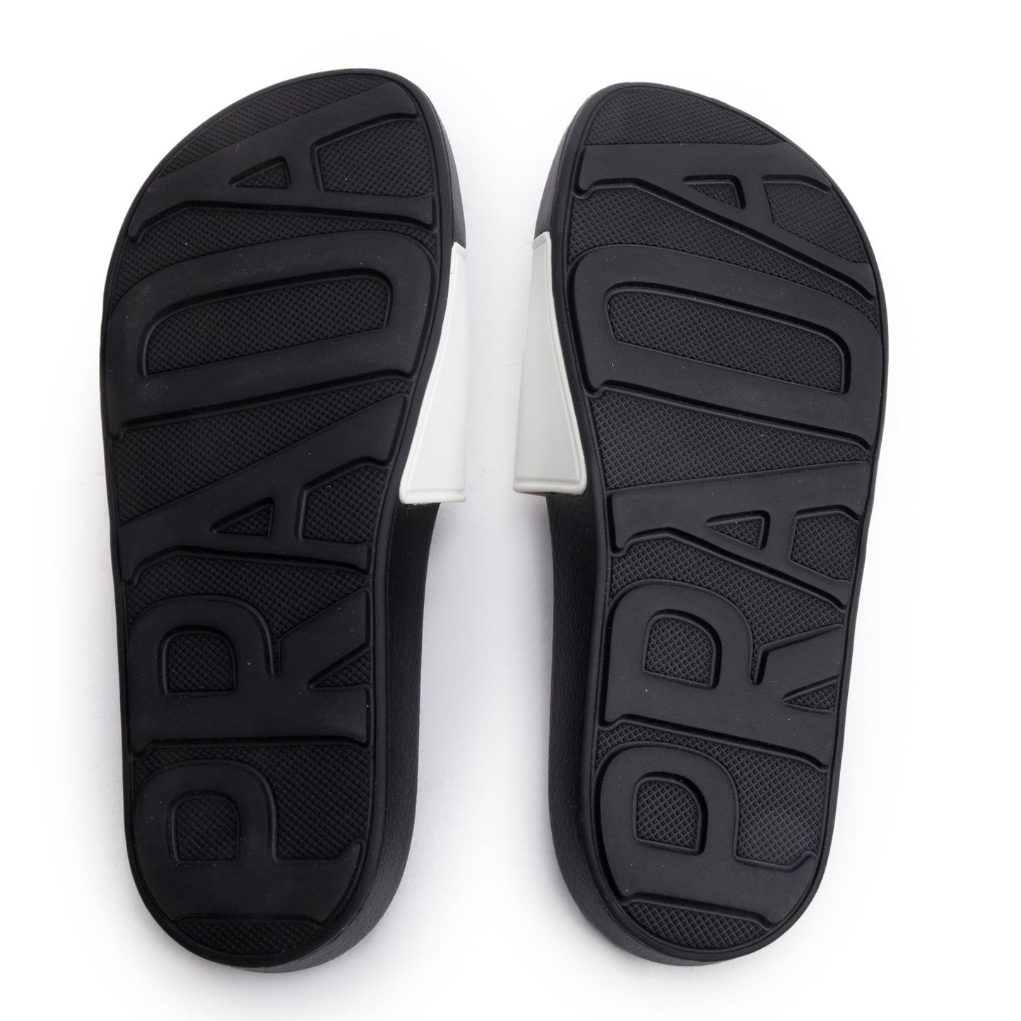 Prada Black/White Graphic Print Rubber Slide Sandals, Size 36