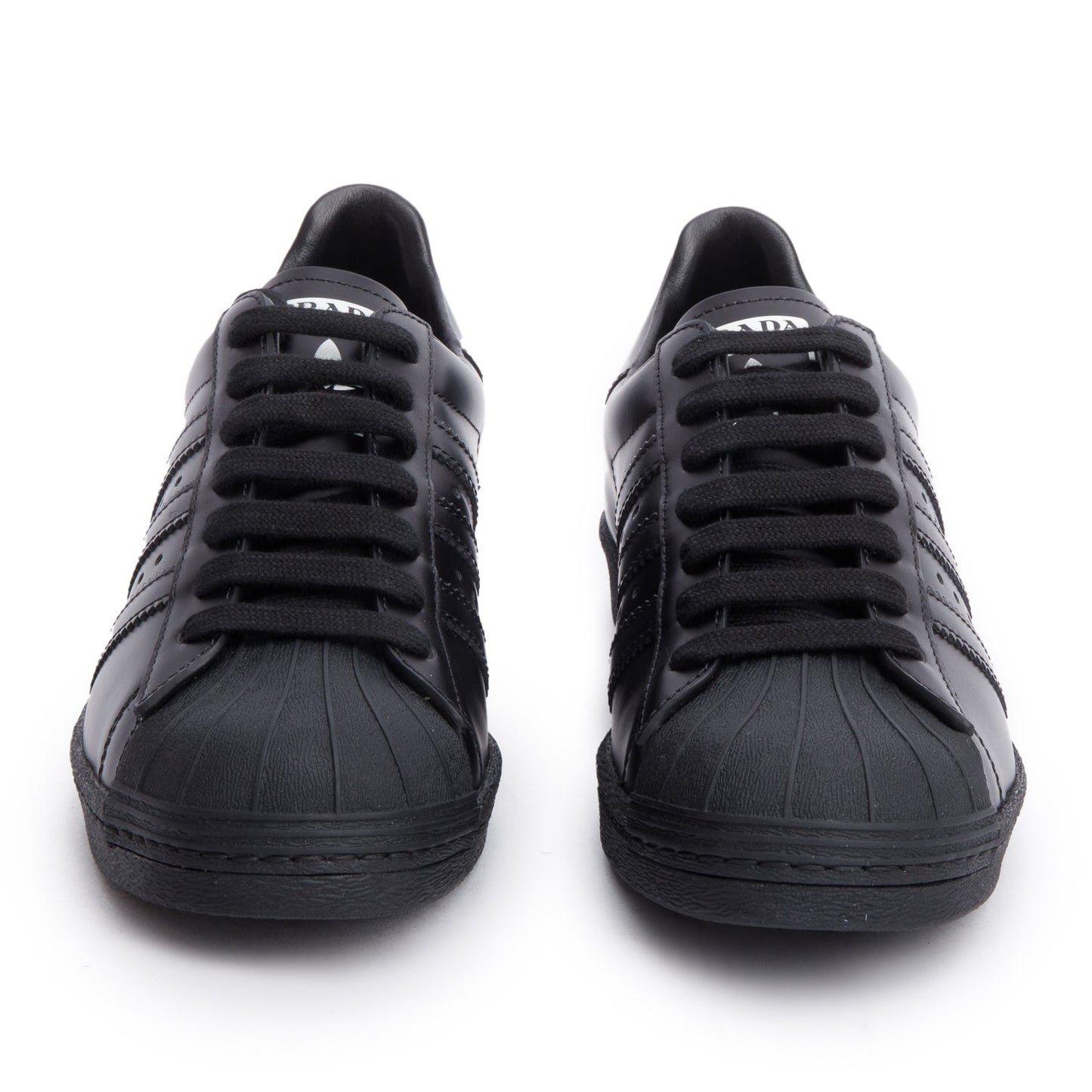 Prada X Adidas Black Leather Superstar Sneakers, Size 5.5