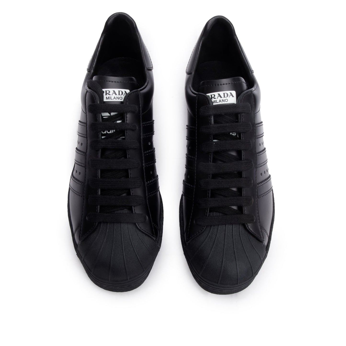 Prada X Adidas Black Leather Superstar Sneakers, Size 5.5