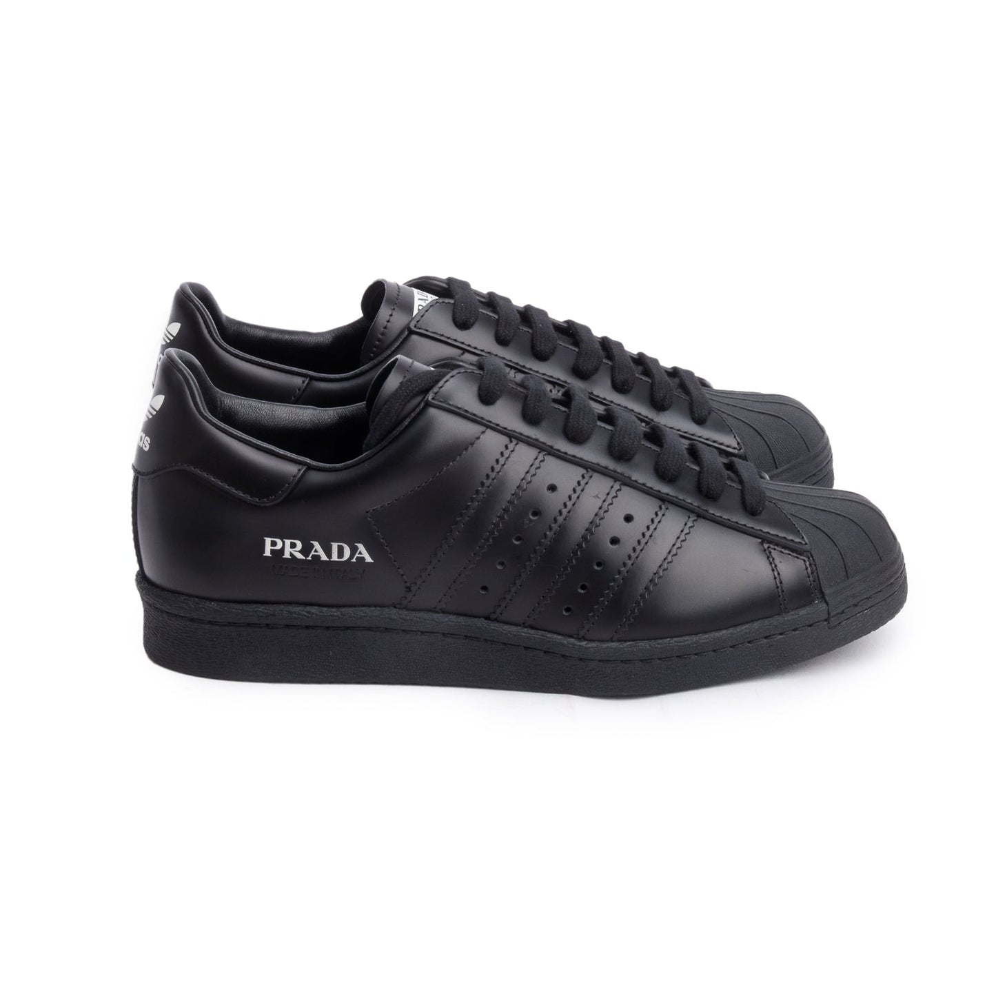 Prada X Adidas Black Leather Superstar Sneakers, Size 5.5