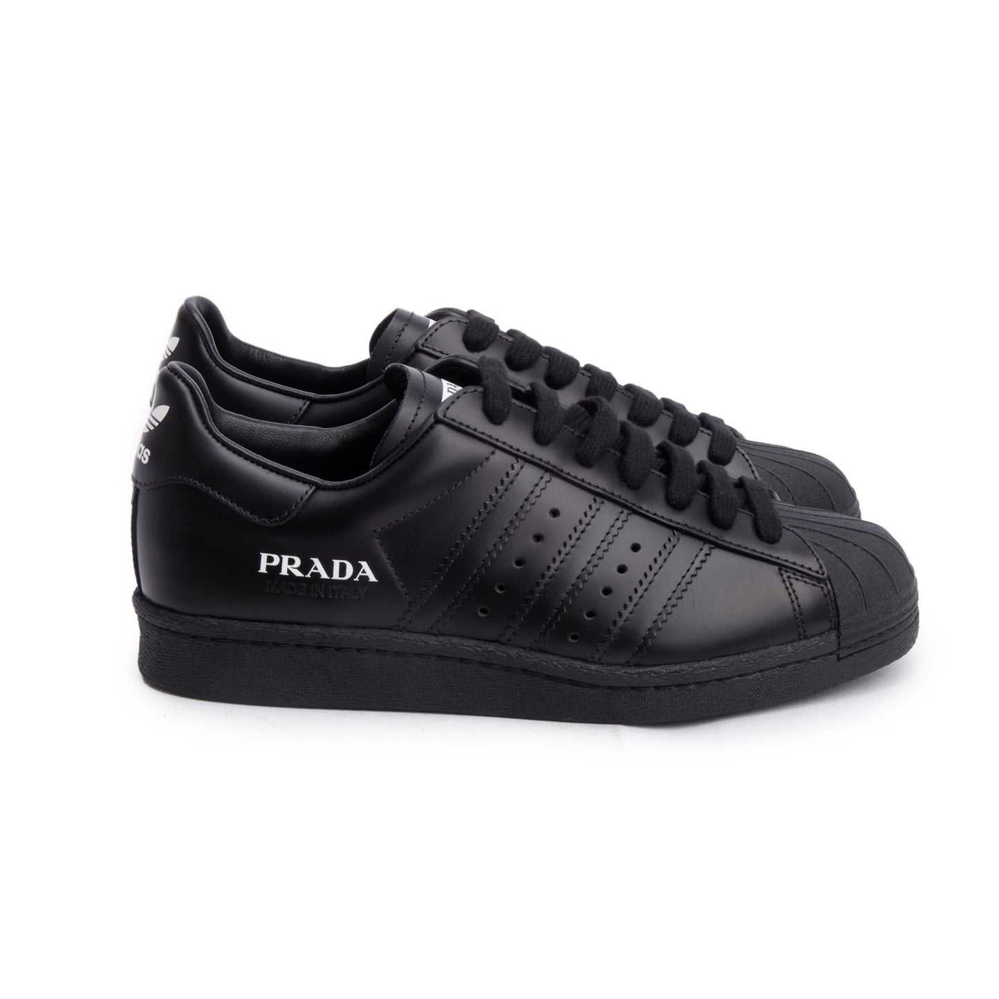 Prada X Adidas Black Leather Superstar Sneakers, Size 4