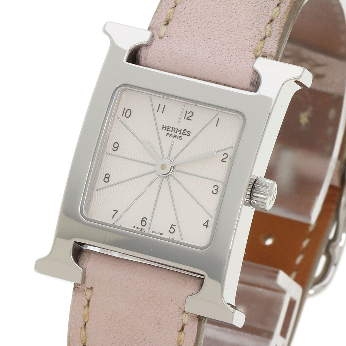 HERMES Watches Quartz HH1.210 Stainless Steel, Leather Silver H watch white dial Women  d