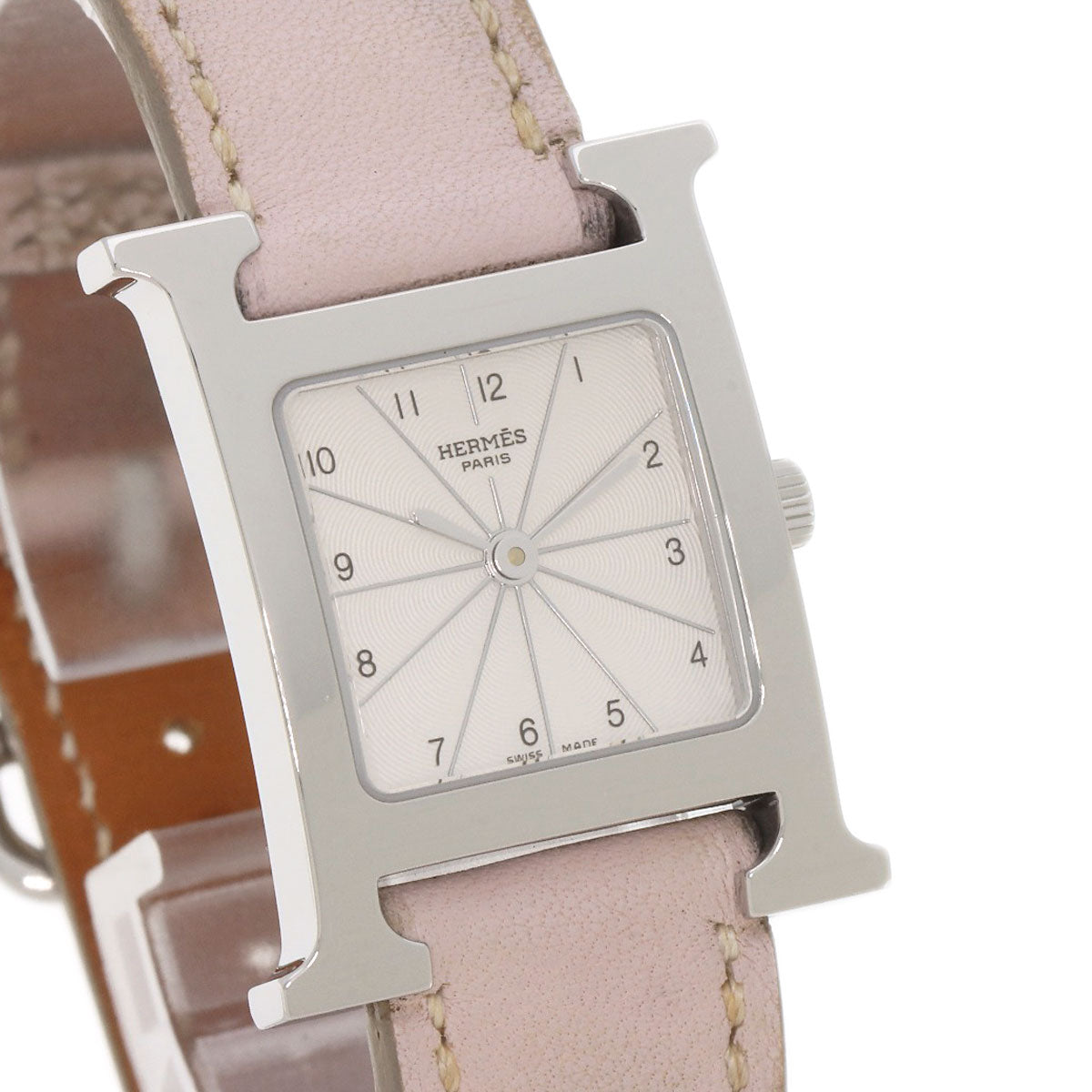 HERMES Watches Quartz HH1.210 Stainless Steel, Leather Silver H watch white dial Women  d