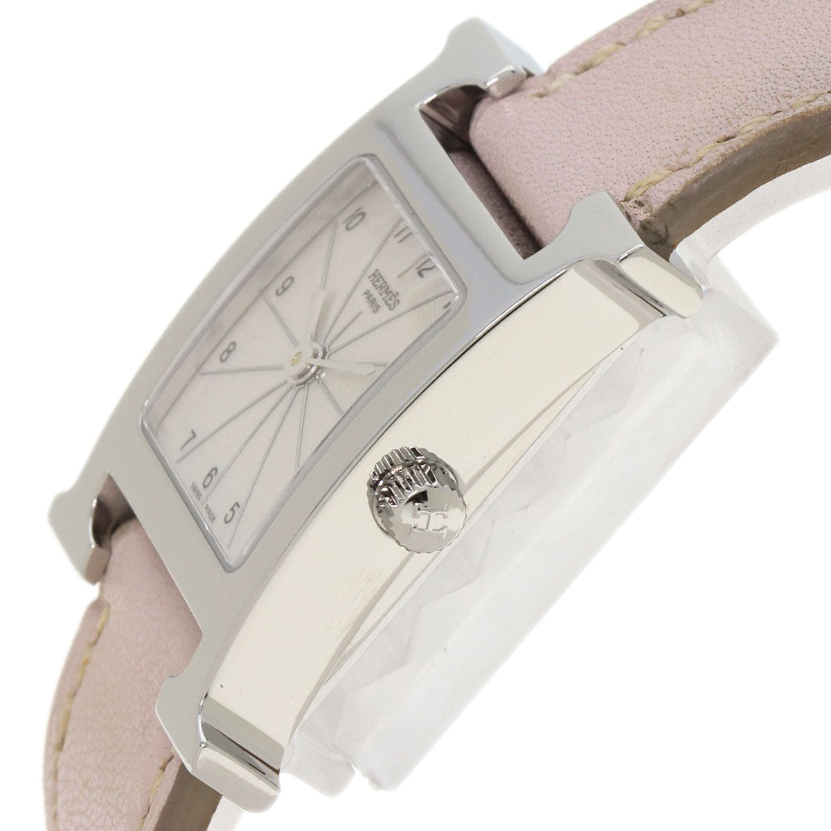 HERMES Watches Quartz HH1.210 Stainless Steel, Leather Silver H watch white dial Women  d
