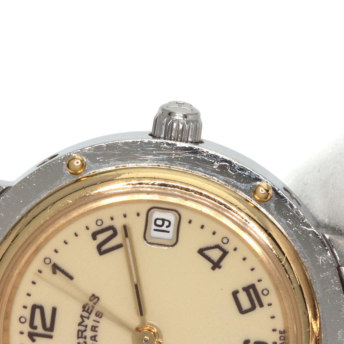 HERMES Watches Quartz CL4.220 Stainless Steel , SSxGP gold Clipper Ivory dial Women  d