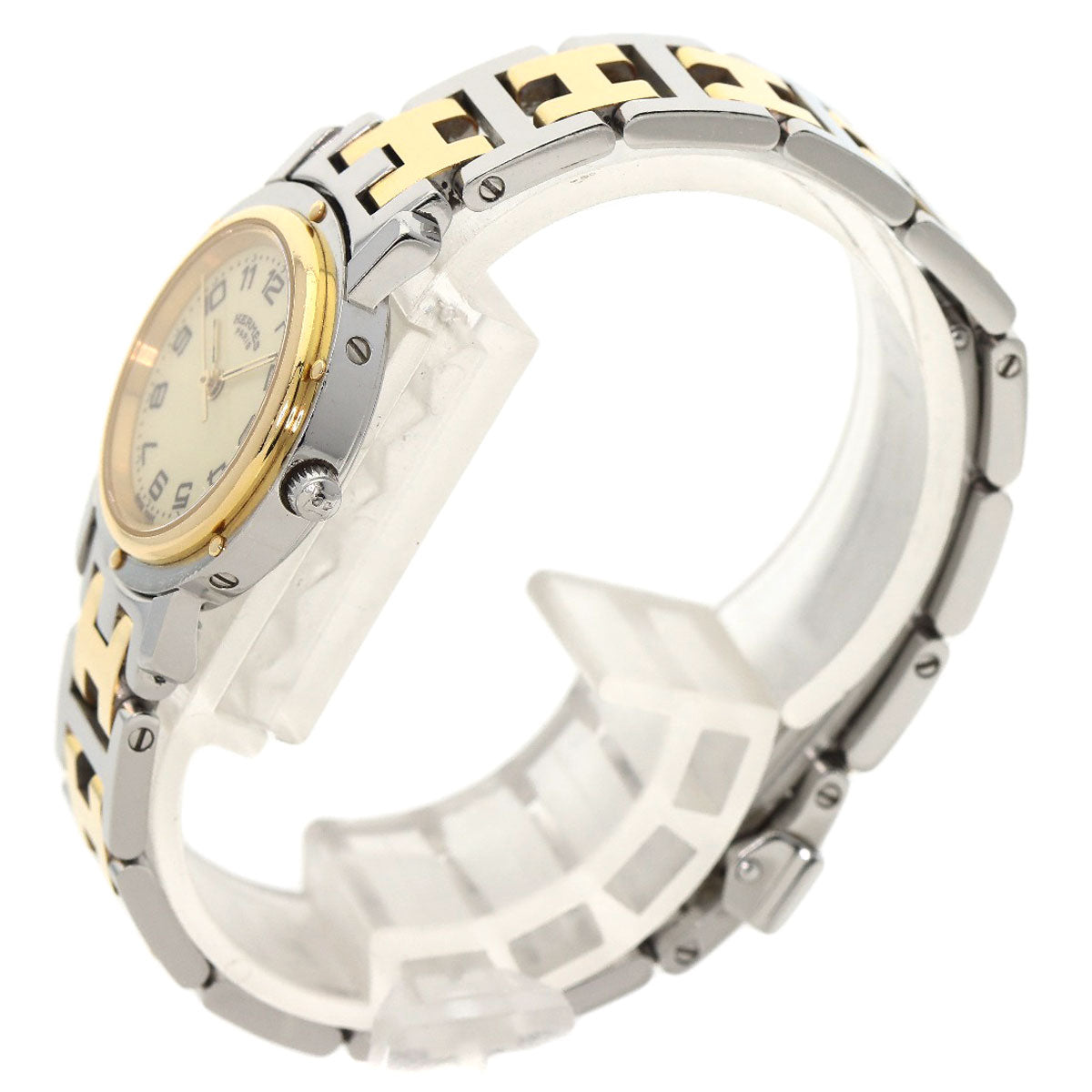HERMES Watches Quartz CL4.220 Stainless Steel , SSxGP gold Clipper Ivory dial Women  d
