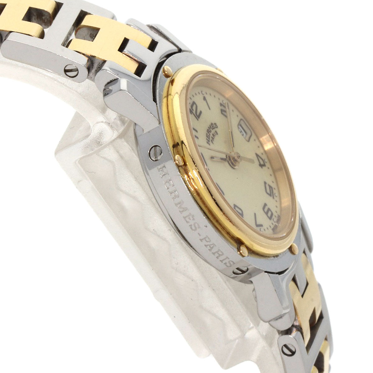 HERMES Watches Quartz CL4.220 Stainless Steel , SSxGP gold Clipper Ivory dial Women  d