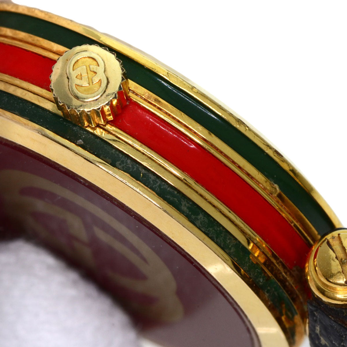 GUCCI Watches Quartz Gold Plated, Leather gold Sherry line gold dial Women  d