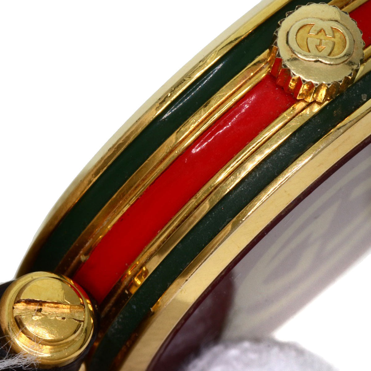 GUCCI Watches Quartz Gold Plated, Leather gold Sherry line gold dial Women  d