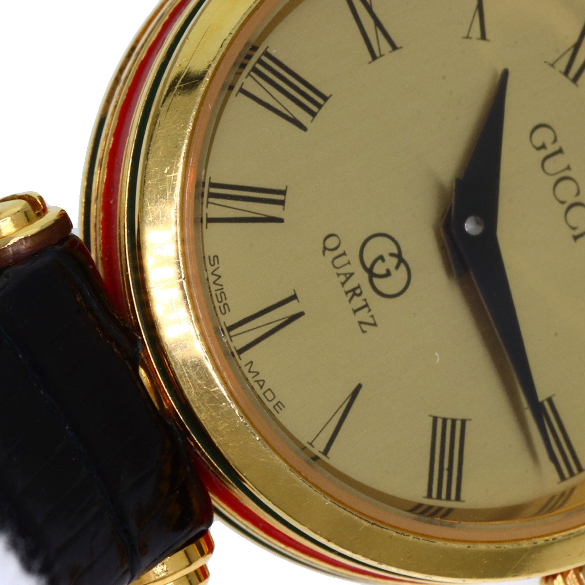 GUCCI Watches Quartz Gold Plated, Leather gold Sherry line gold dial Women  d