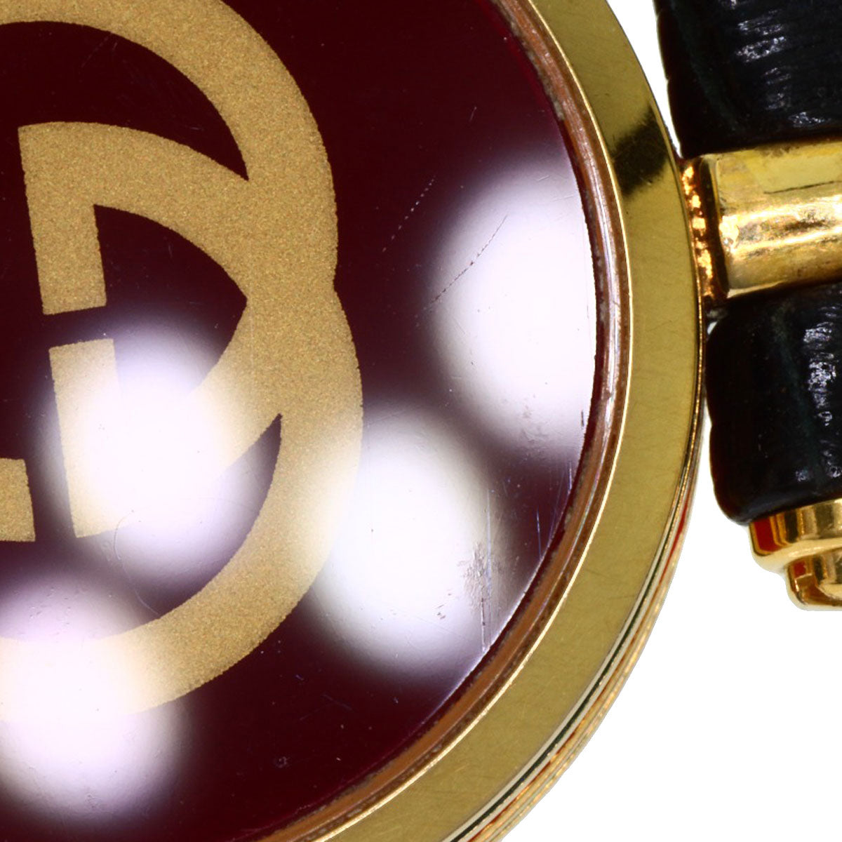 GUCCI Watches Quartz Gold Plated, Leather gold Sherry line gold dial Women  d