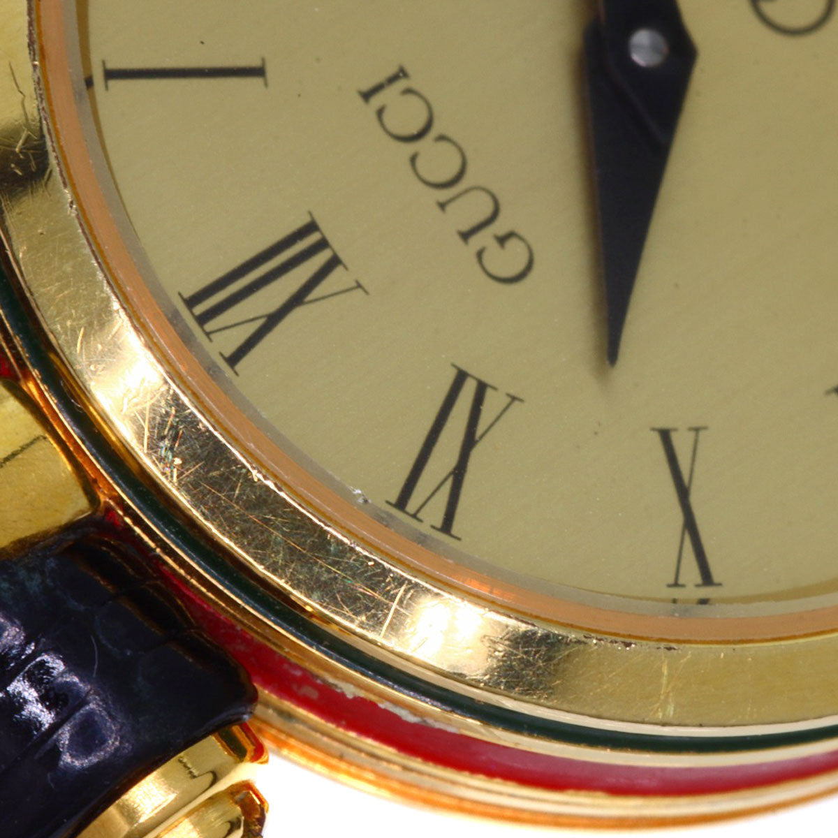GUCCI Watches Quartz Gold Plated, Leather gold Sherry line gold dial Women  d