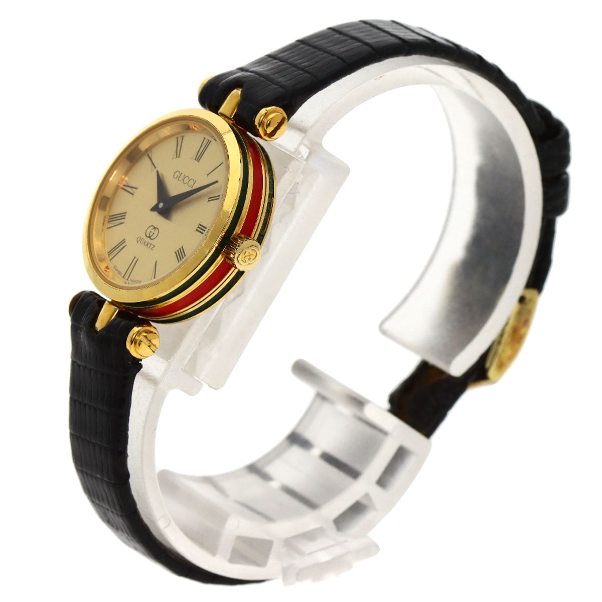 GUCCI Watches Quartz Gold Plated, Leather gold Sherry line gold dial Women  d