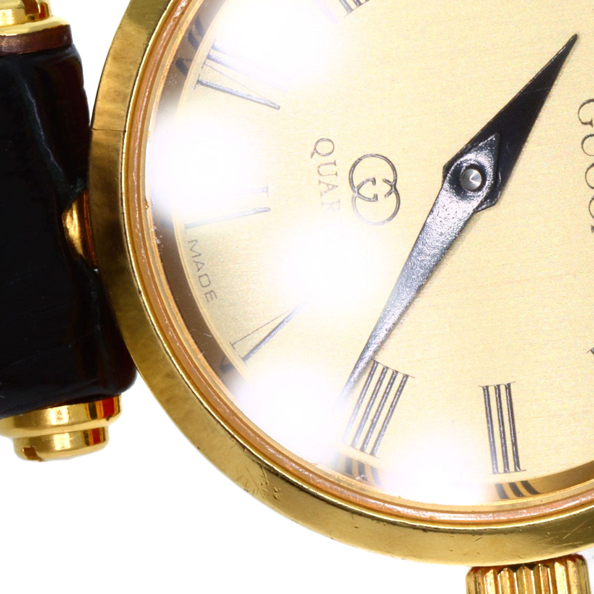 GUCCI Watches Quartz Gold Plated, Leather gold Sherry line gold dial Women  d