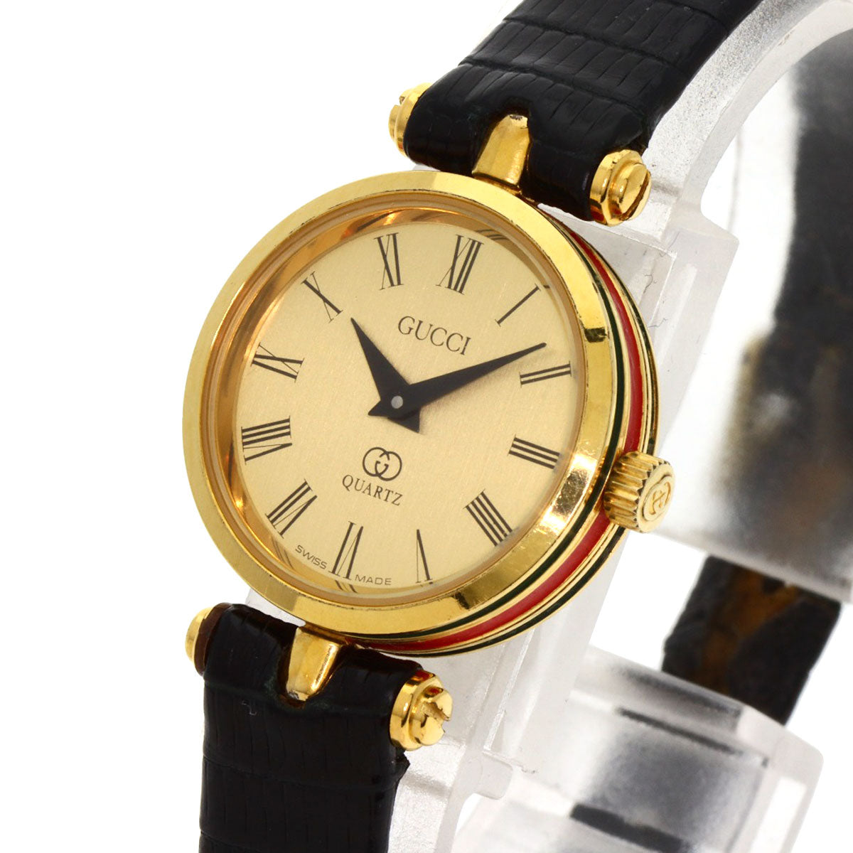 GUCCI Watches Quartz Gold Plated, Leather gold Sherry line gold dial Women  d