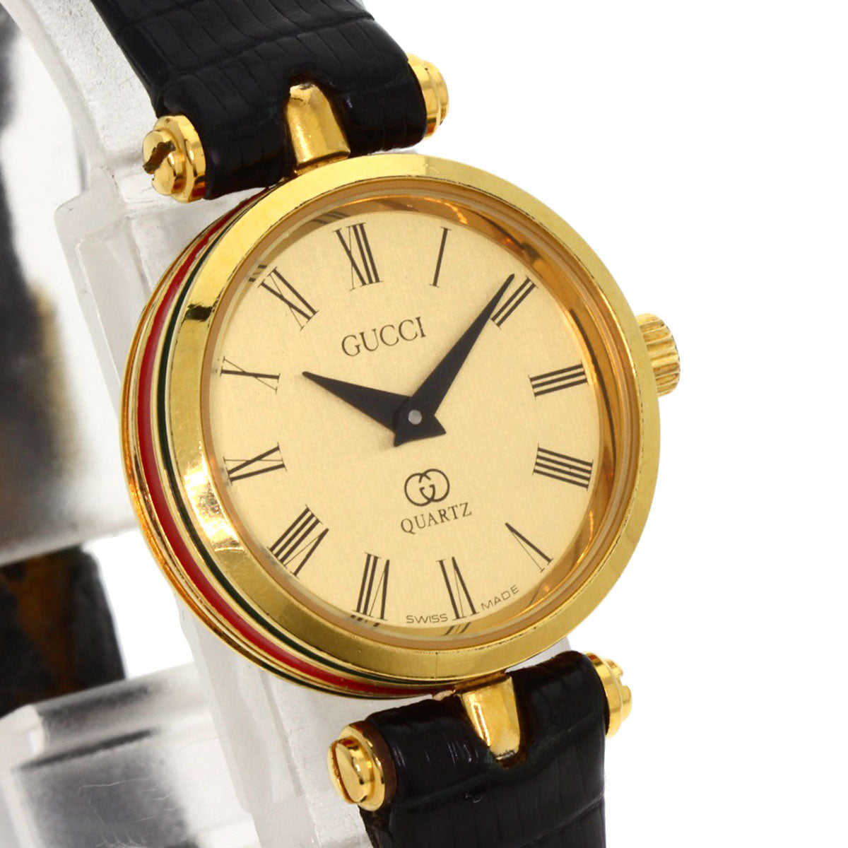 GUCCI Watches Quartz Gold Plated, Leather gold Sherry line gold dial Women  d