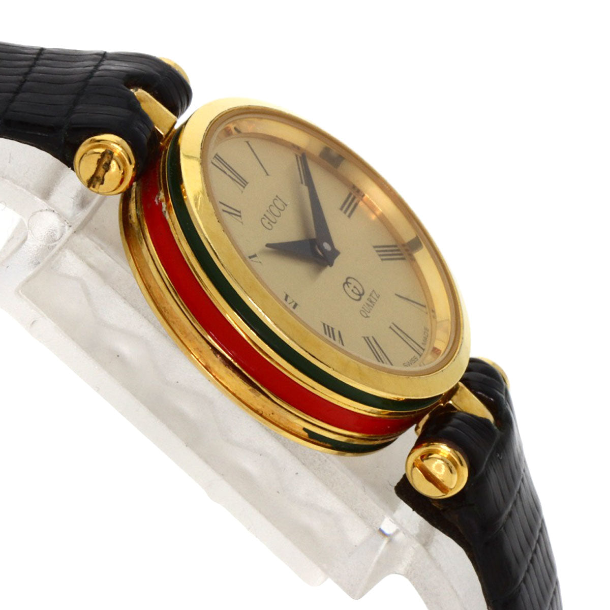 GUCCI Watches Quartz Gold Plated, Leather gold Sherry line gold dial Women  d