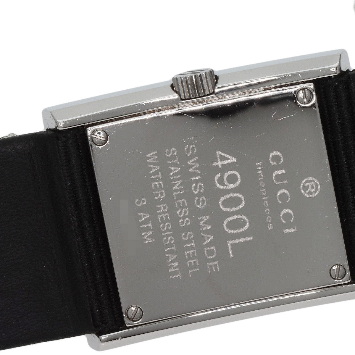 GUCCI Watches Quartz 4900L Stainless Steel, Leather Silver Square face white dial Women  d