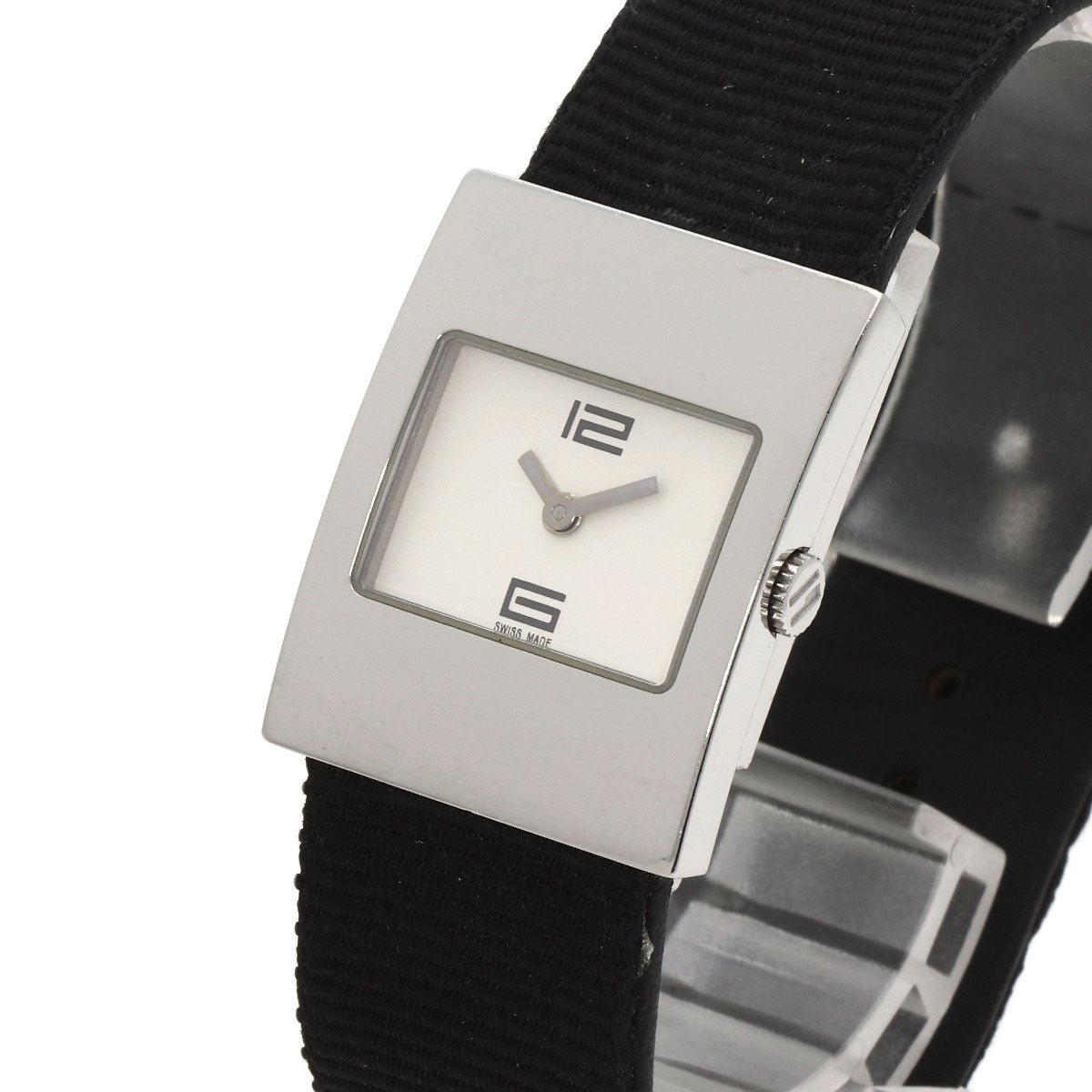 GUCCI Watches Quartz 4900L Stainless Steel, Leather Silver Square face white dial Women  d