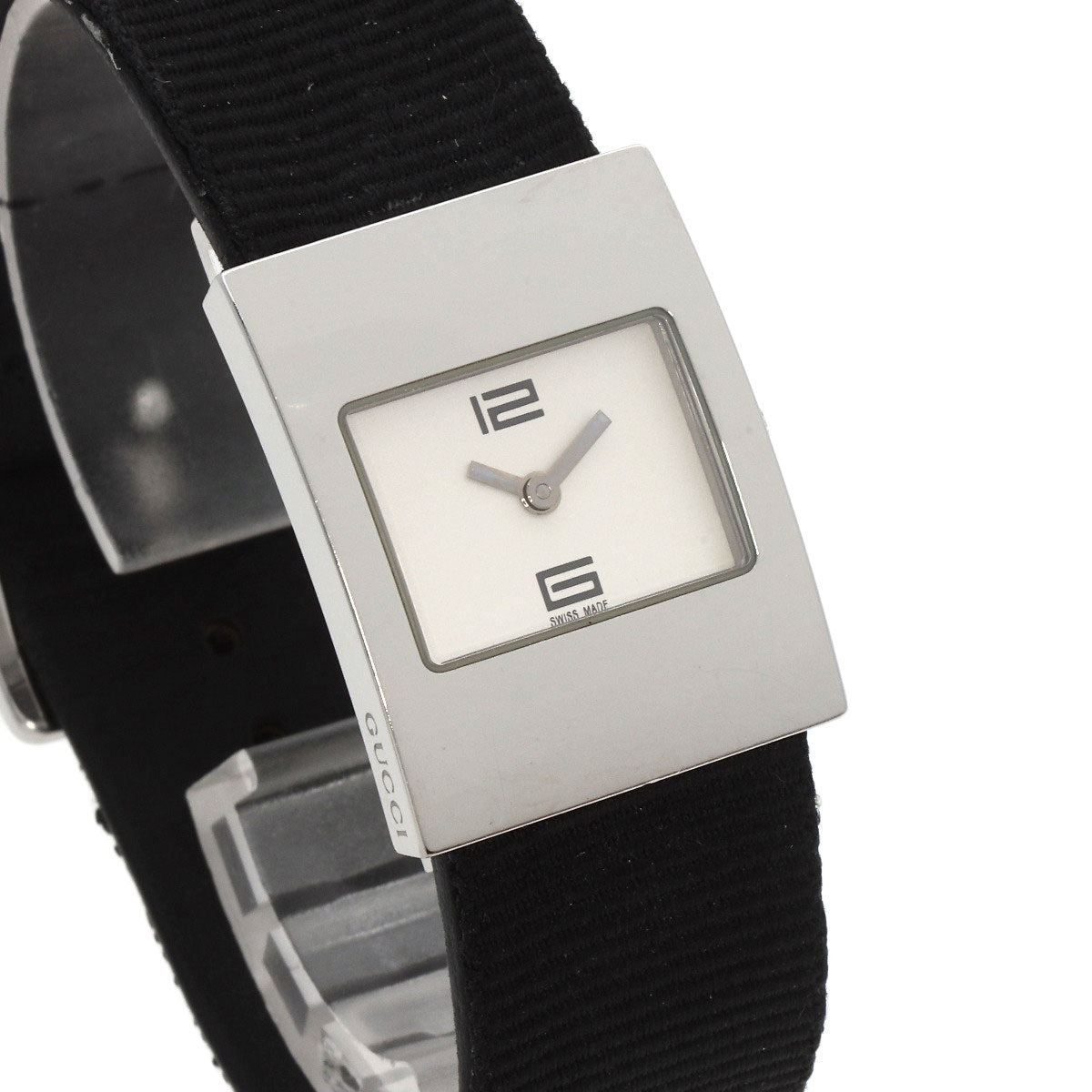GUCCI Watches Quartz 4900L Stainless Steel, Leather Silver Square face white dial Women  d