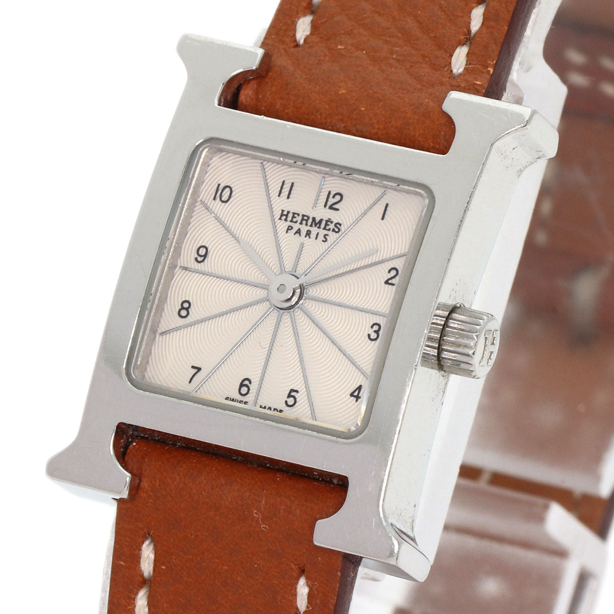 HERMES Watches Quartz HH1.110 Stainless Steel, Leather Silver H watch mini Silver dial Women  d