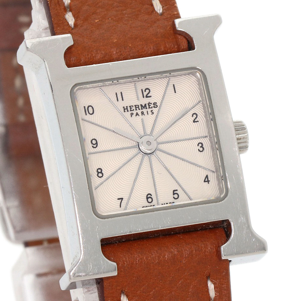 HERMES Watches Quartz HH1.110 Stainless Steel, Leather Silver H watch mini Silver dial Women  d