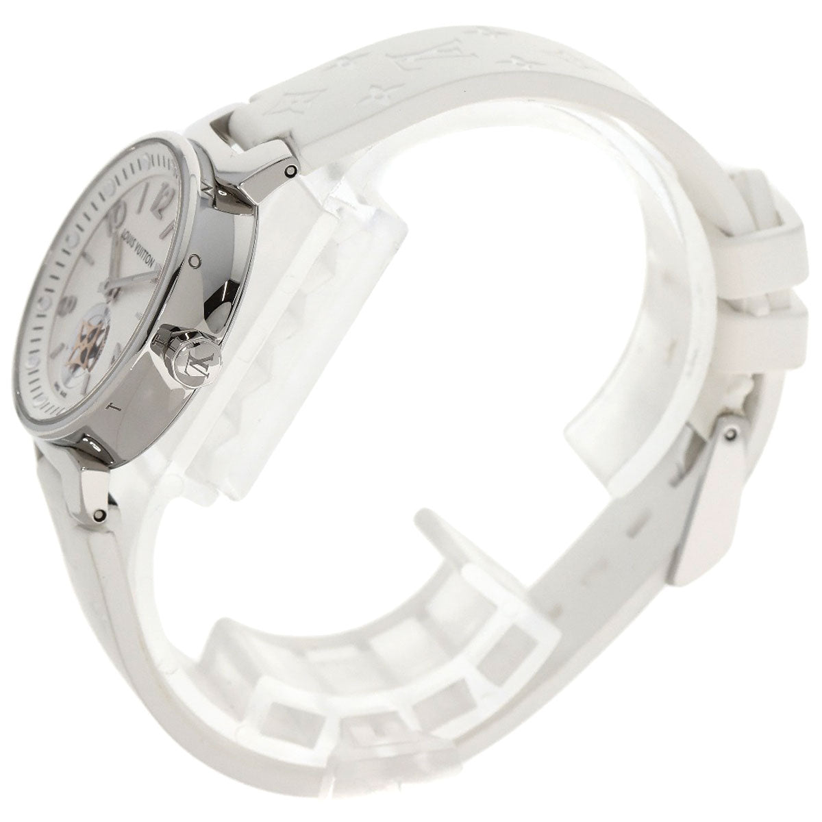 LOUIS VUITTON Watches Quartz Q8J10 Stainless Steel, Rubber Silver Tambour Moon Star Silver dial Women