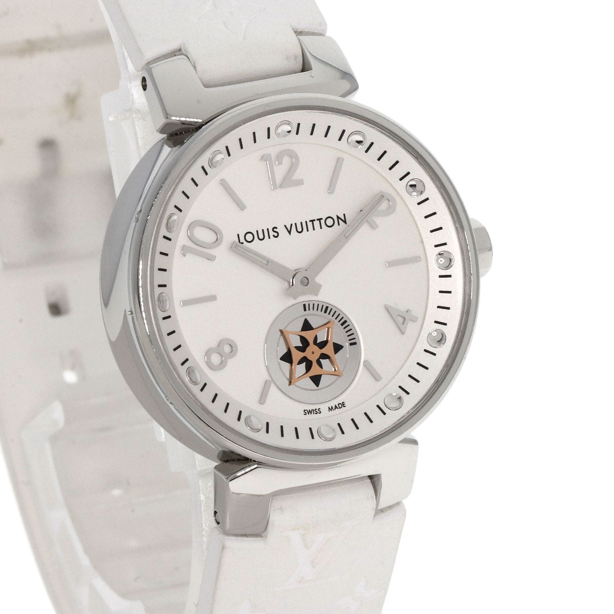 LOUIS VUITTON Watches Quartz Q8J10 Stainless Steel, Rubber Silver Tambour Moon Star Silver dial Women