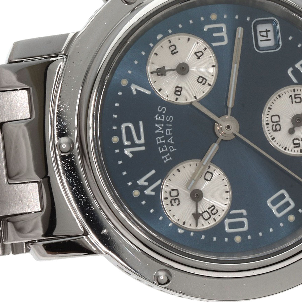HERMES Watches Quartz CL1.310 Stainless Steel , Stainless Steel Silver Clipper Chronograph blue dial Women  d