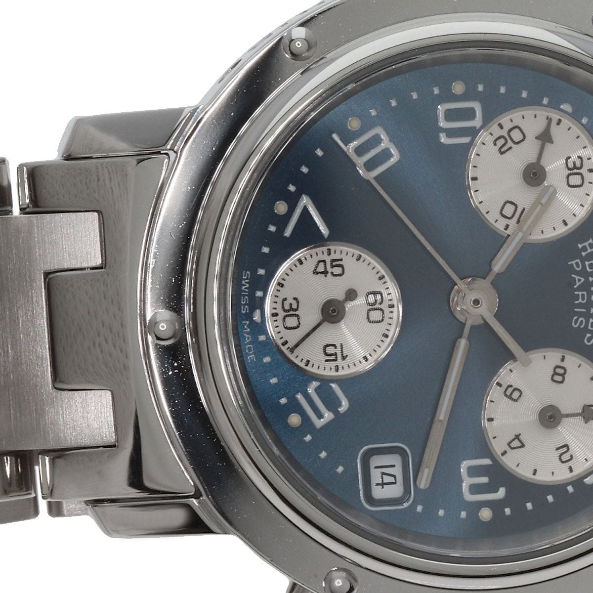 HERMES Watches Quartz CL1.310 Stainless Steel , Stainless Steel Silver Clipper Chronograph blue dial Women  d