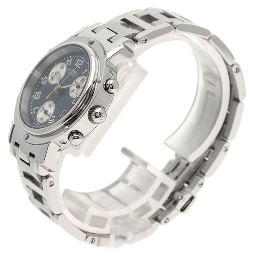 HERMES Watches Quartz CL1.310 Stainless Steel , Stainless Steel Silver Clipper Chronograph blue dial Women  d