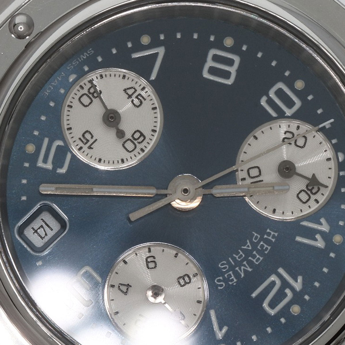 HERMES Watches Quartz CL1.310 Stainless Steel , Stainless Steel Silver Clipper Chronograph blue dial Women  d
