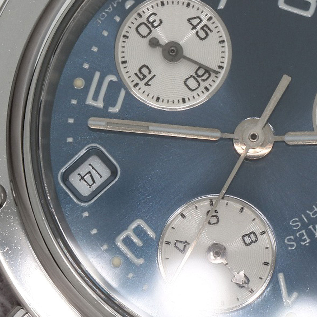 HERMES Watches Quartz CL1.310 Stainless Steel , Stainless Steel Silver Clipper Chronograph blue dial Women  d