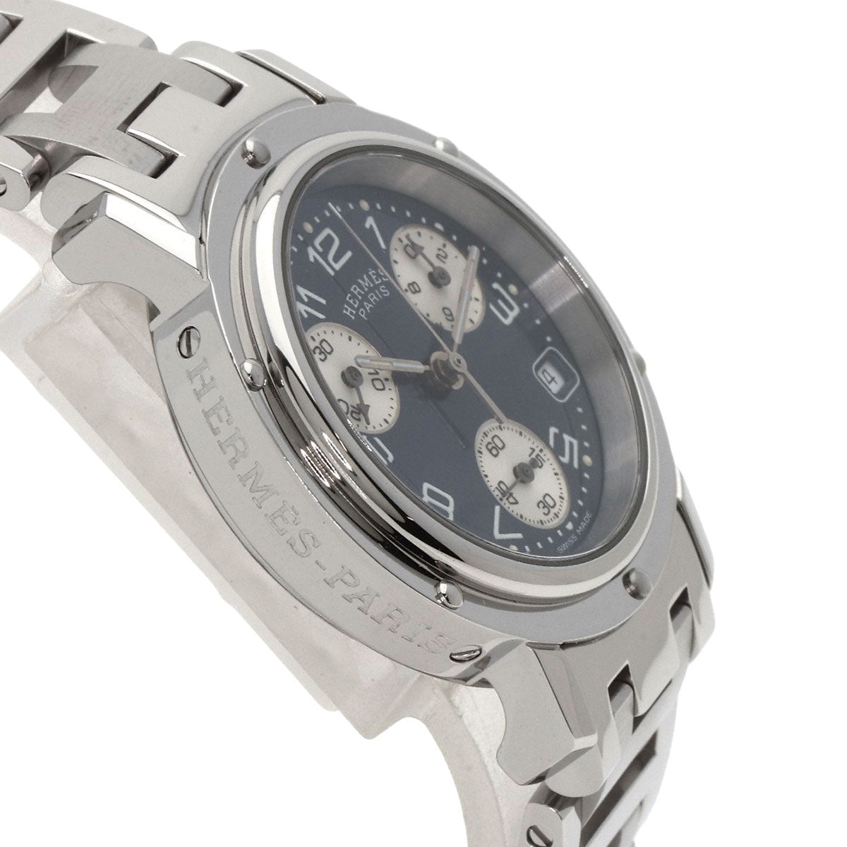 HERMES Watches Quartz CL1.310 Stainless Steel , Stainless Steel Silver Clipper Chronograph blue dial Women  d