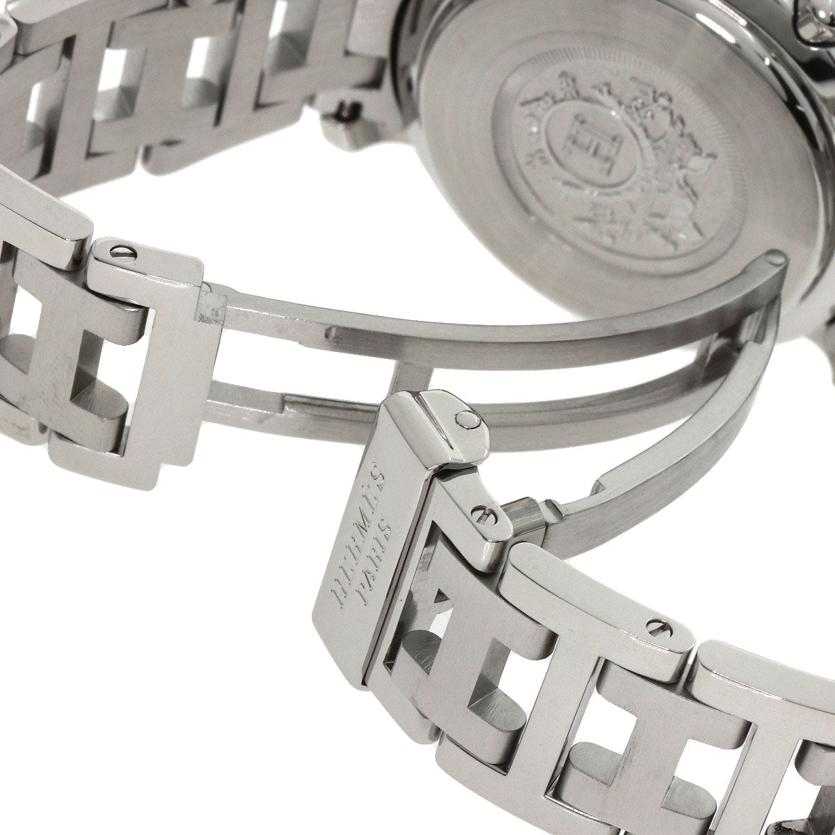 HERMES Watches Quartz CL1.310 Stainless Steel , Stainless Steel Silver Clipper Chronograph blue dial Women  d