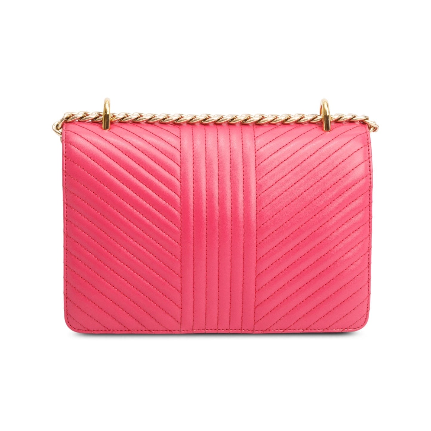 Prada Pink Soft Calf Chevron Impunture Chain Bag