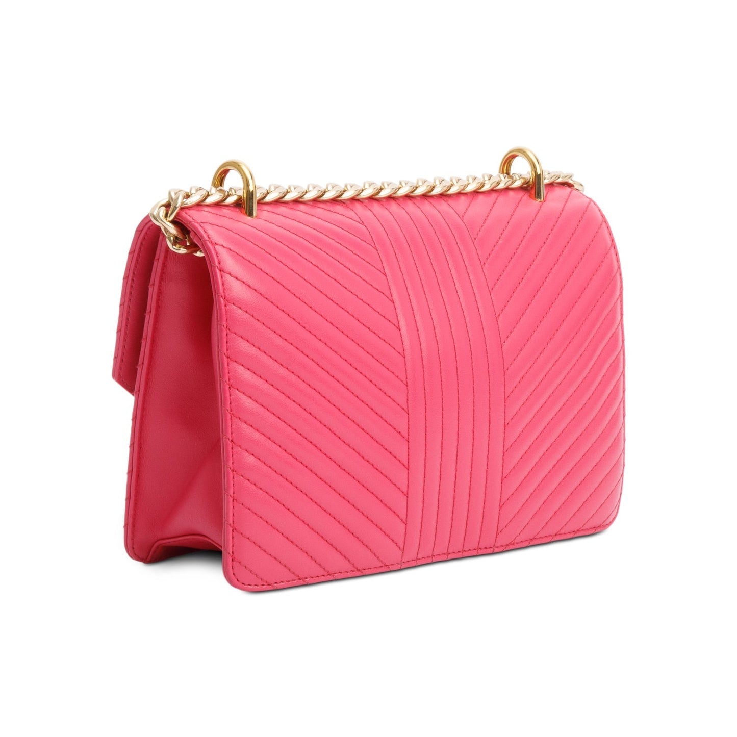 Prada Pink Soft Calf Chevron Impunture Chain Bag
